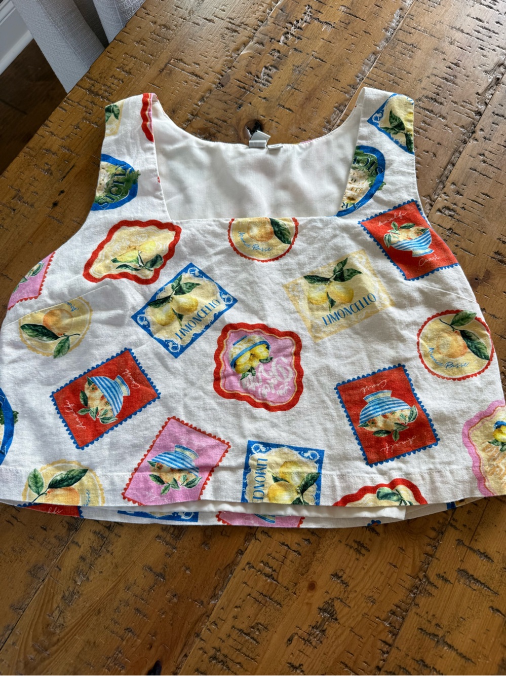 Joie Linen Blend Lemon Limoncello Print Cropped Top Large